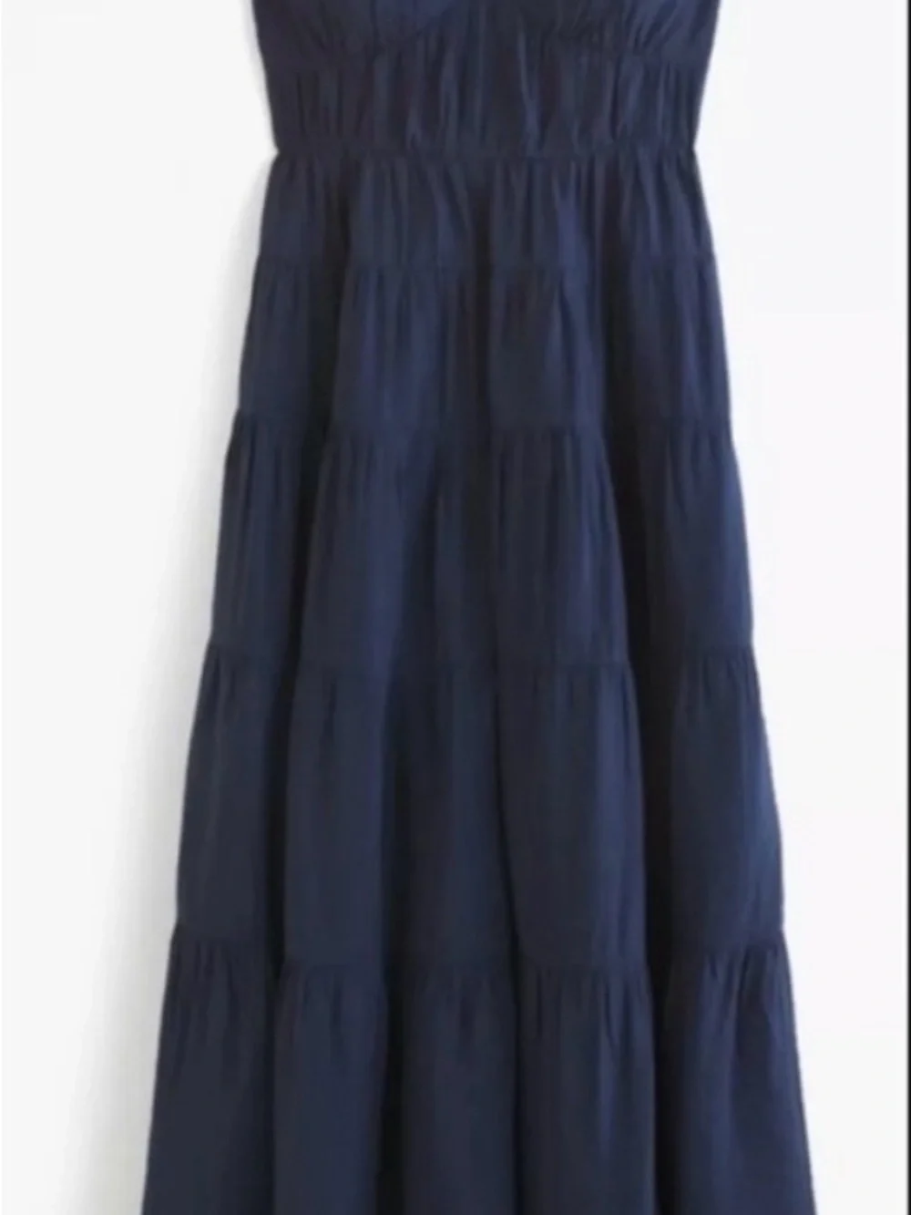 Abercrombie & Fitch Navy Tiered Maxi Dress with Spaghetti Straps